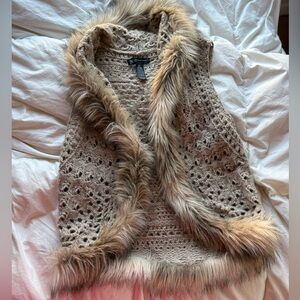 INC International Concepts Vest with Fur Trim